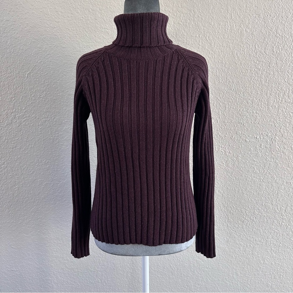 Banana Republic Ribbed Turtleneck Sweater Dark Burgundy Small